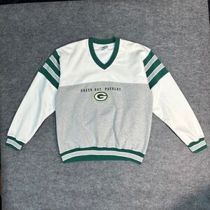 Vintage Dynasty Legends Green Bay Packers V Neck Sweatshirt USA Made Mens Large